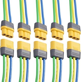 JIECHUN Amass 5 Pair 18AWG MR30 Pigtails MR30 Connector with Wire 150mm Silicon Wire MR30 Plug Male and Female Connector for RC Lipo Battery FPV Racing Drone