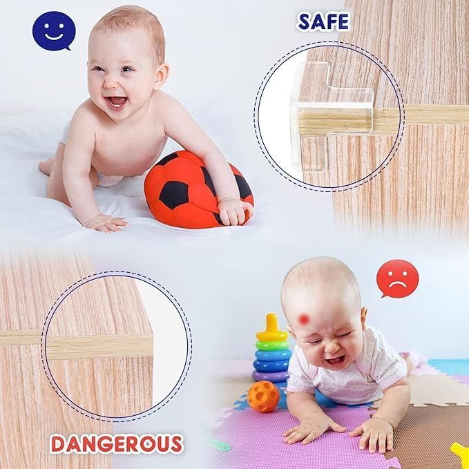 Image of Shivstor 2 Piece Baby Proof Corner Guards - Transparent T-Shape Furniture Edge Protectors, Clear Table Corner Bumpers with Strong Adhesive, Safety Cushion Guards for Kids & Toddle