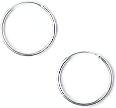 10MM Sterling Silver Small Plain Simple Polished Top Hinged Endless Hoop Earrings - Fine Circle Round Hoop Sleeper Earrings for Women/Teenagers/Girls