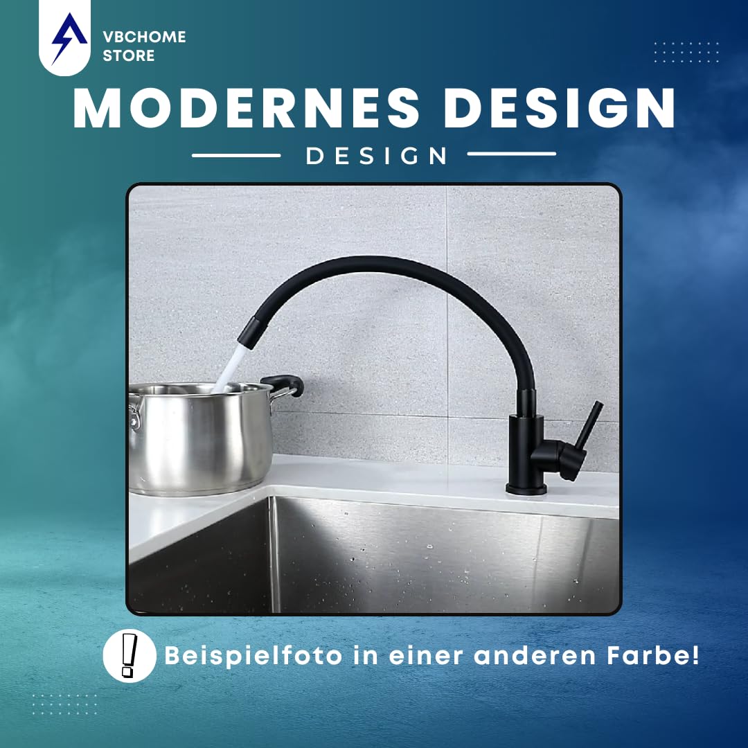 VBChome Rubinetto da cucina con doccetta flessibile in silicone beige, miscelatore monocomando moderno per lavello, facile da installare