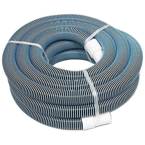 POOLWHALE 1.5â€x 36ft 2-color Heavy Duty Spiral Wound Swimming Pool and Spa Vacuum Hose with Swivel Cuff
