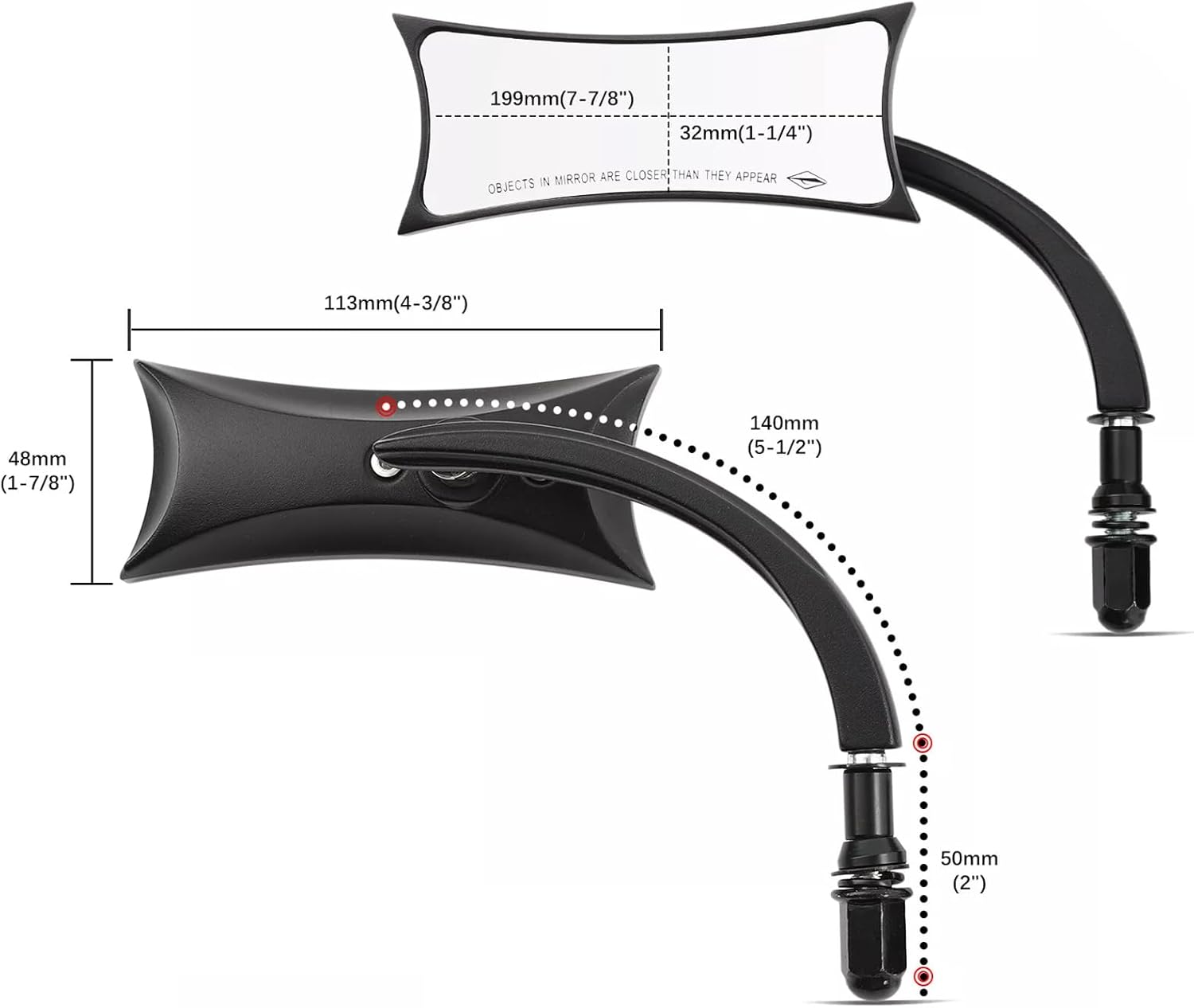 10MM Handlebar Mount Mirrors,Left & Right Side Long Stem Rearview mirrors for 1982-2024 Harley Models,for CVO Dyna Electra Glide Road Glide Road King Softail Street Glide Sportster 1200 883