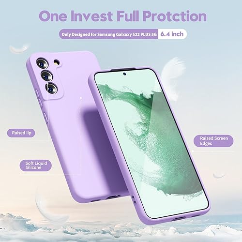 Miniatura 3 de oakxco Funda de silicona líquida para Samsung Galaxy S22 Plus, bonita funda delgada y delgada de goma suave de TPU para mujeres y niñas, protección
