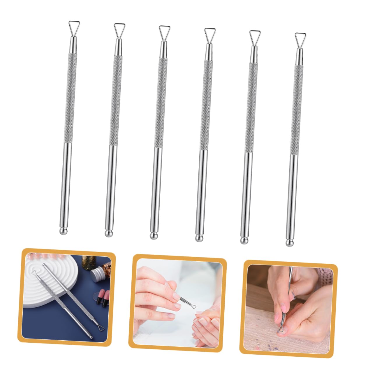 HAPINARY Professional Nail Tools Kit 6pcs Set of Gel Nail Polish Remover Tool Pusher Scraper Stainless Steel for Home Salon