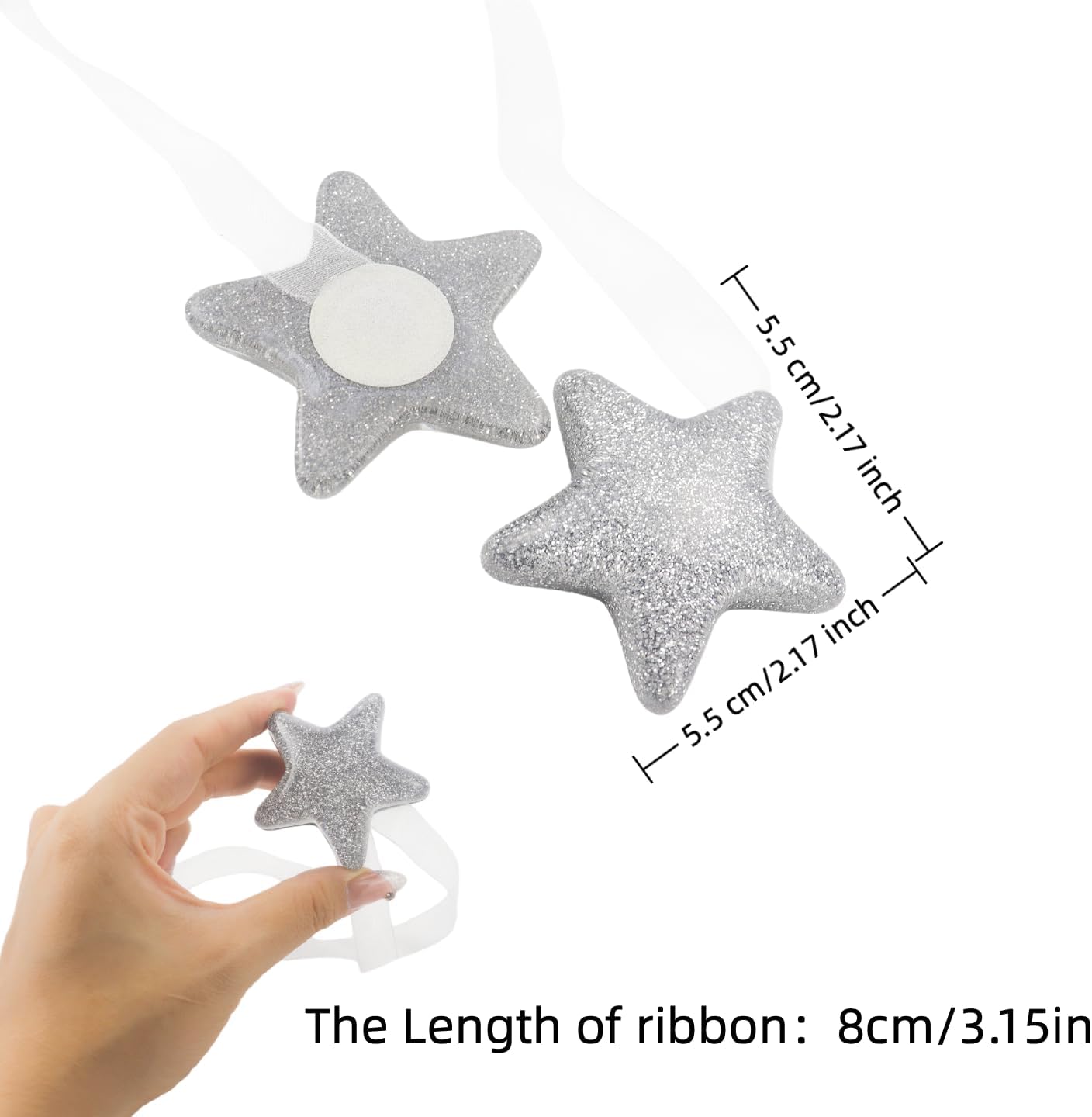 Silver Glitter Star Magnetic Curtain Tiebacks - No-Drill Decorative Curtain Holdbacks, Cute Star Strong Magnetic Tie Backs Home Living Room Bedroom Window Decor Accessory image 5