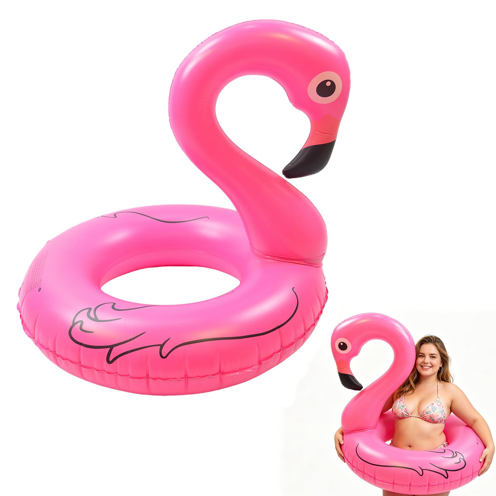 Swimming Ring Inflatable Rubber Rings for Women Adult,120cm Giant Hot Pink Flamingo Inflatable Pool Ring Floaties Swim Rings Water Float Pool Float for Girls Teenager 14+ Beach Summer Water Party โ image 1