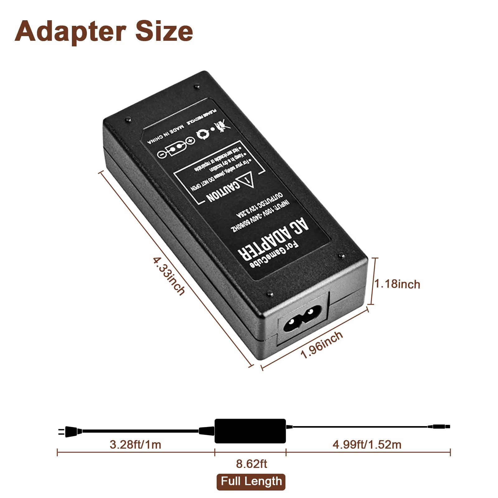 Fuente de alimentación y cable AV para Gamecube, adaptador de corriente CA NGC y juego de cables AV, cable de alimentación compatible con consola Nintendo Gamecube