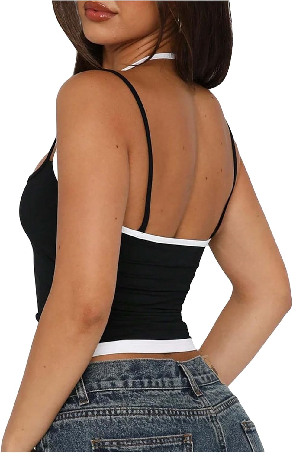 SweatyRocks Women's Halter Neck Tank Tops Sleeveless Slim Fit Tops - Image 2