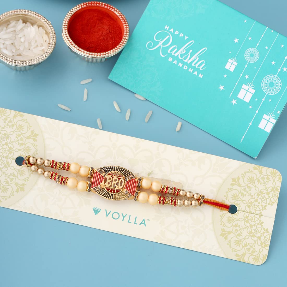 Enameled BRO Rakhi with Roli Chaawal