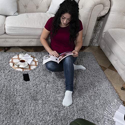 Ottomanson Collection Shag Rug, 6 Ft 7 In X 9 Ft 3 In, Solid Grey #TOP1