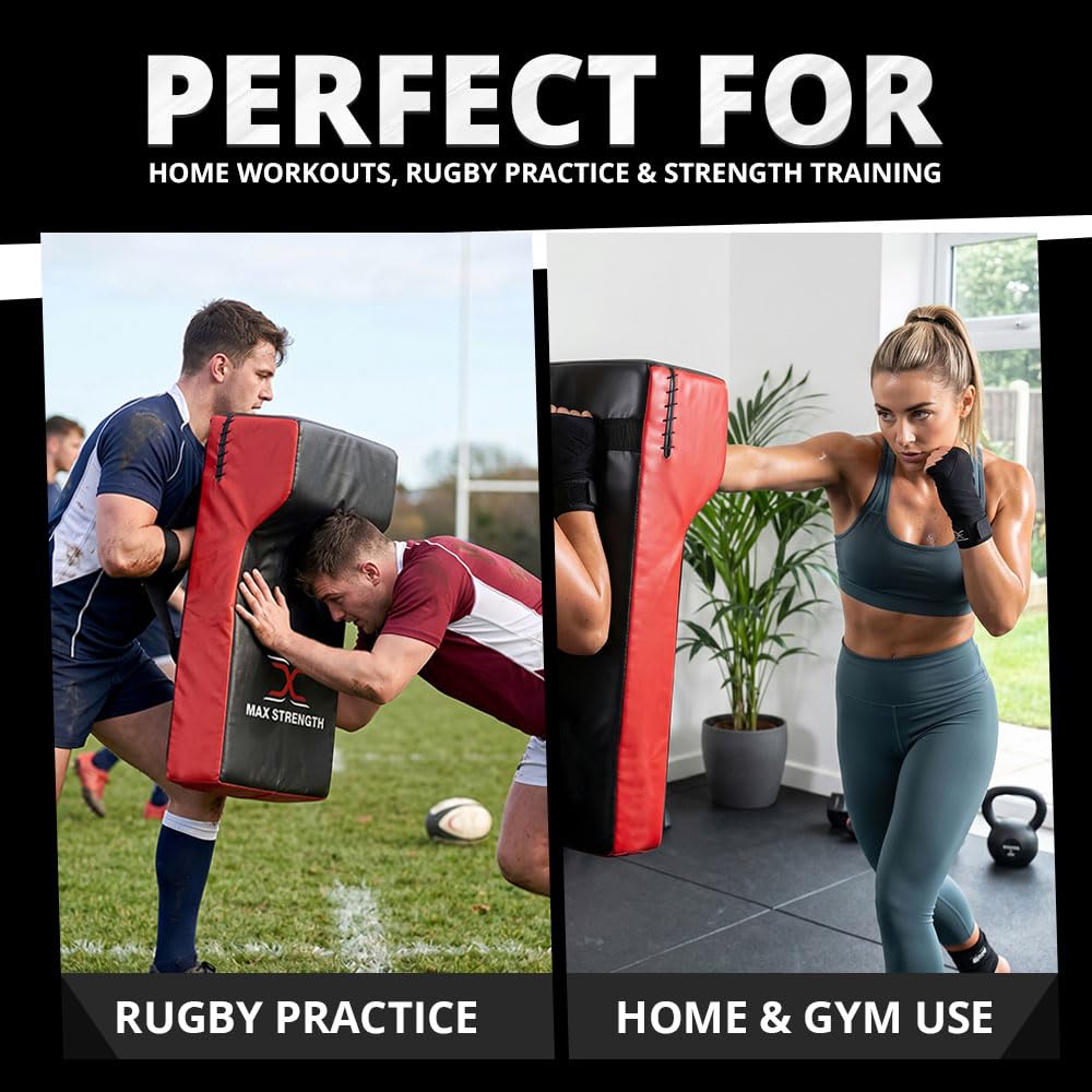 MAXSTRENGTH Rugby Hit Shield Heavy Duty Professional Grade Tackle Wedge Hit Shield Pad High Density Foam Wedge Rucking Tackle Shields (Rot/Schwarz, Einzel)