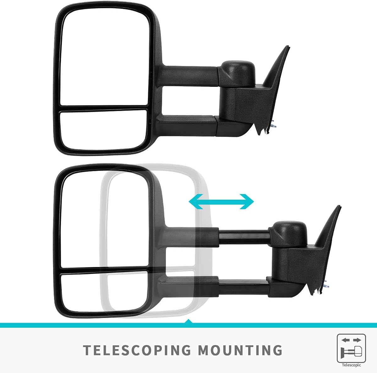 🛒 Crazy Deals YITAMOTOR Towing Mirrors Compatible with 88-98 Chevy GMC C/K 1500 2500 3500 Pickup Pair Set Manual Extendable Side Mirrors