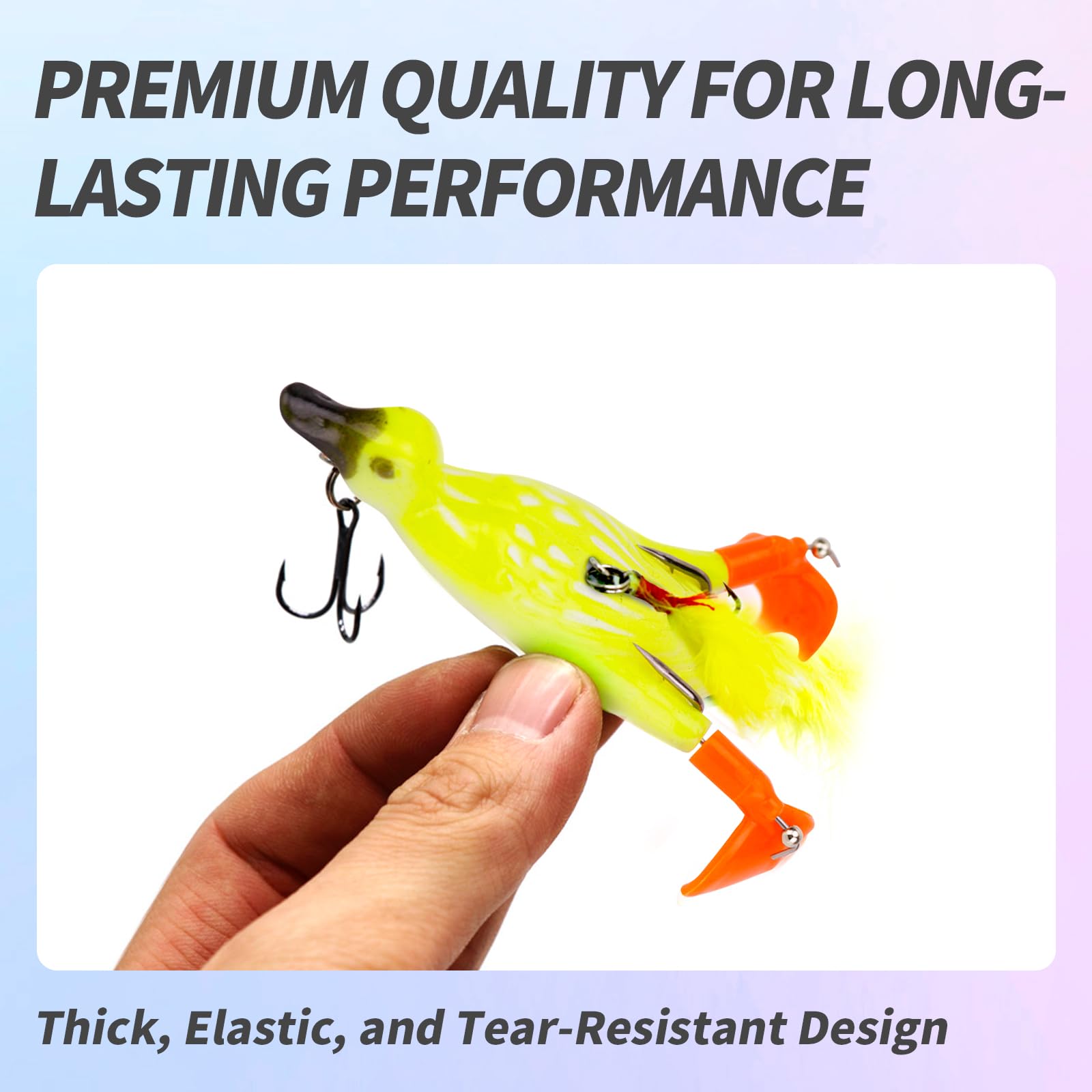 1 Piece Topwater Duck Lure - 3D Duckling Yellow Floating Artificial Bait for Plopping and Splashing