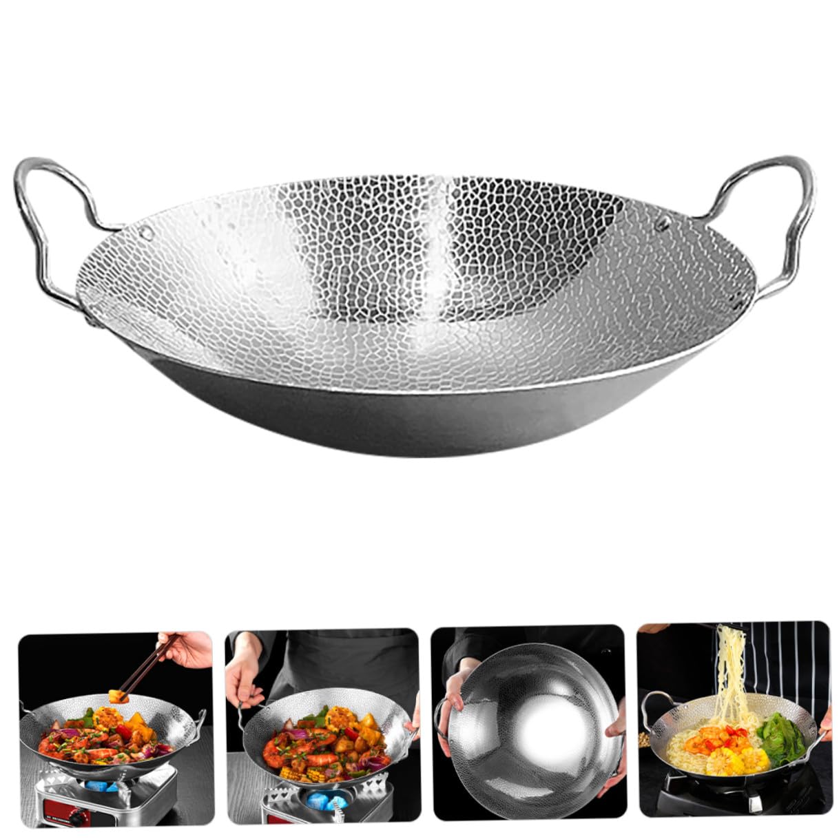 Olla Protección contra Quemaduras Doble Asa para Cocinar de Acero Inoxidable Resistente y Segura para Camping y Cocina Doméstica