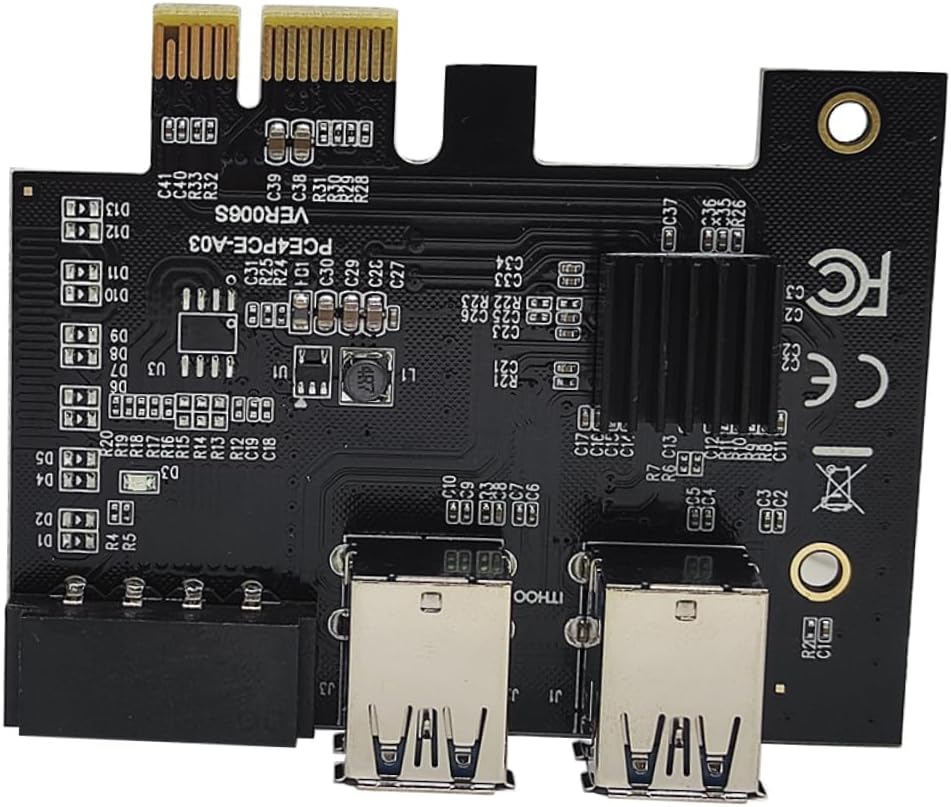 Tofficu Pci Expansion Card to USB Ports Adapter Dual Pci Riser Card for Mining Computers Stable Play Design