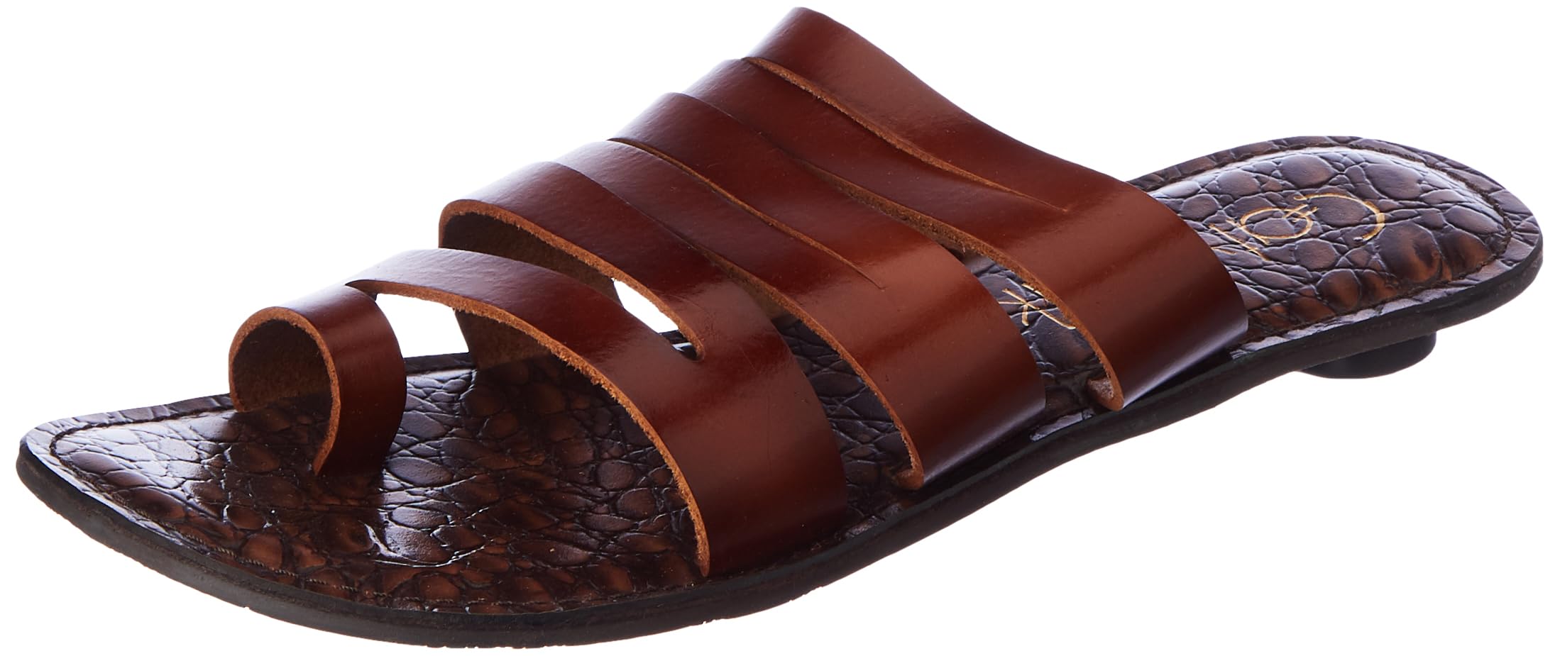 Catwalk Women's Leather Strappy Toe Ring Slip Ons Sandal