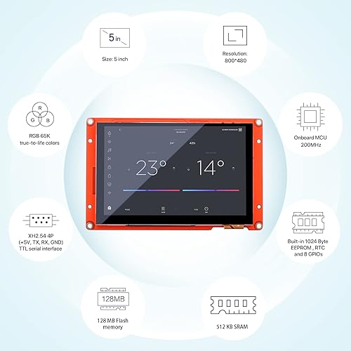 Miniatura 45 de Nextion Pantalla táctil resistiva LCD-TFT LCD-TFT de 10.1 ″ NX1060P101-011R-I 1024 * 600, ampliamente utilizado en dispositivos inteligentes IoT