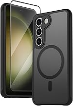 YLK Matte Magnetic Case for Samsung Galaxy S23 with 1 Tempered Glass, Protective Case with Mag-Safe, Shockproof Case Cover (Black with 1 Tempered Glass, S23)