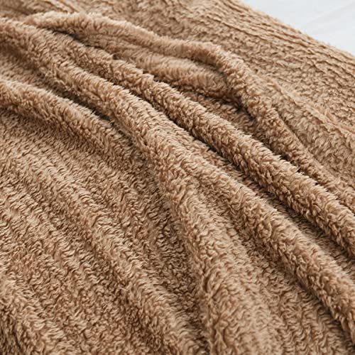 Ultra Soft Cozy Sherpa Throw Blanket, Brown Pattern Reversible, Light Weight Warm Decorative Boho Style Throw Blanket Cover For Sofa, Couch, Bedroom,Travel, 50”X60” #TOP2