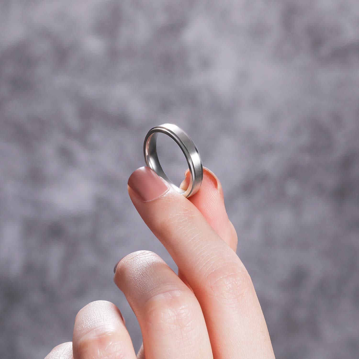 Zakk Ring Herren Damen Titan Verlobungsringe Eheringe Trauringe Silber Gebürstet 4mm 6mm 8mm