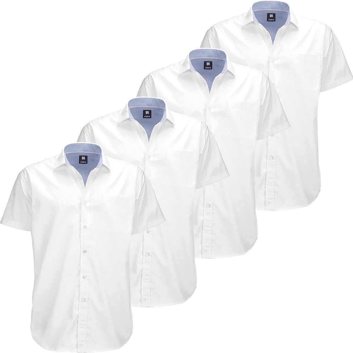 Visive Mens Shirts Multi Packs Short Sleeve Button Down Dress Shirts Solid Color Big and Tall