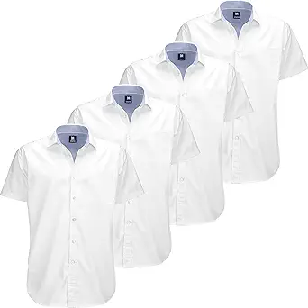 Visive Mens Shirts Multi Packs Short Sleeve Button Down Dress Shirts Solid Color Big and Tall