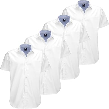 Oxford Men's Dress Shirt, 4 Pack, Short 