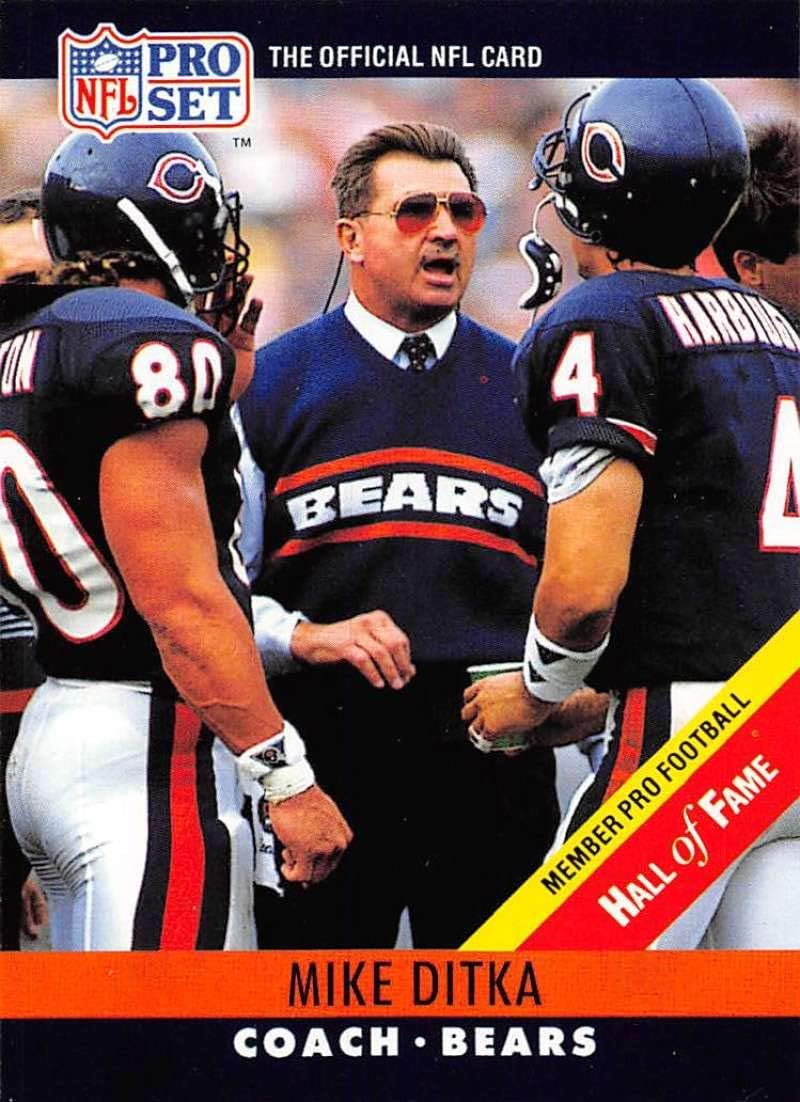 1990 Pro Set Football #59B Small HOF Font Mike Ditka Chicago Bears