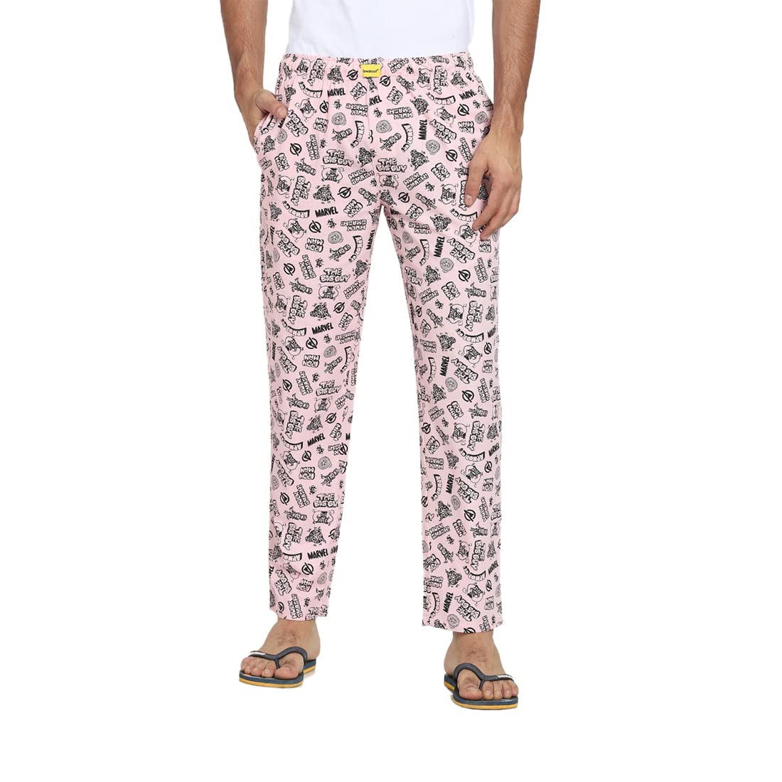 Bewakoof Men Big Guy Pyjama Printed Regular Pink Cotton Pyjama