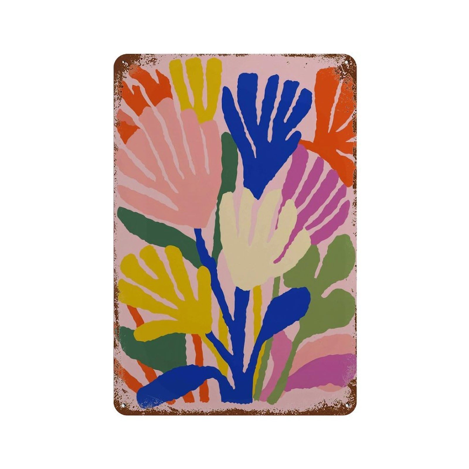 xiaoxiaoshen Colorful Abstract Floral Modern Bold Vibrant Contemporary Flower Work Bright Liv Wall Decor Art Metal Tin Poster Modern Home Decor Art Home Bar Shop Decorations Vintage Sign 30x20cm
