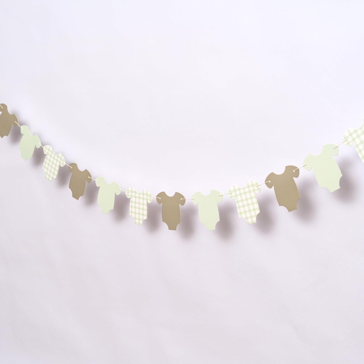 Green Gingham Baby Clothes Banner - Short Sleeve Onesies Bodysuits For Baby Shower,Bodysuits Clothesline Birthday Party Banner,Gender Reveal Neutral Party Supplies