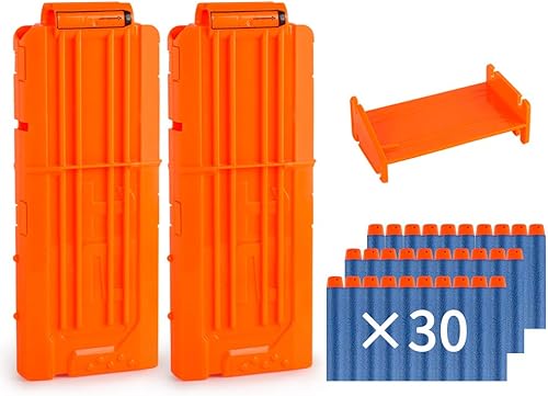 Miniatura 4 de Kit de actualización de clip abatible, paquete de 2 clips de recarga rápida de 12 dardos con paquete de repuesto de 30 dardos para Nerf N-Strike