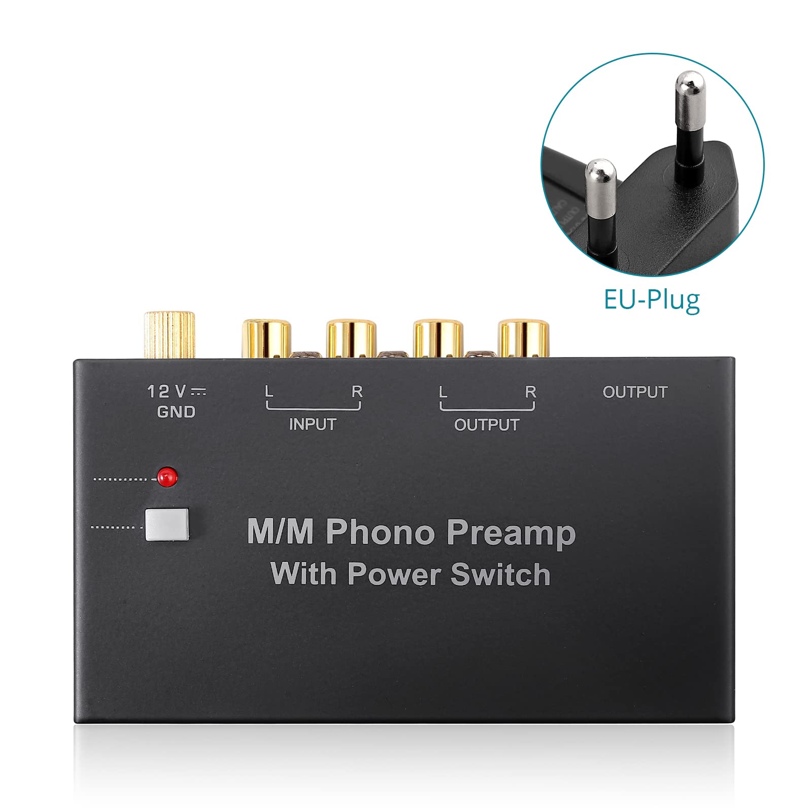 MM Phono Preamplificatore DC 12V Audio Stereo Preamp per Giradischida a Basso Rumore con Uscita RCA e TRS