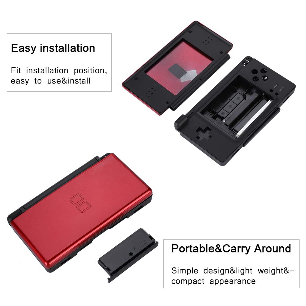 Annadue Reemplazo Superior Shell para - Consola de Juegos portátil Cubierta de la Caja Protectora Kit de Piezas de reparación Completo(Rojo)
