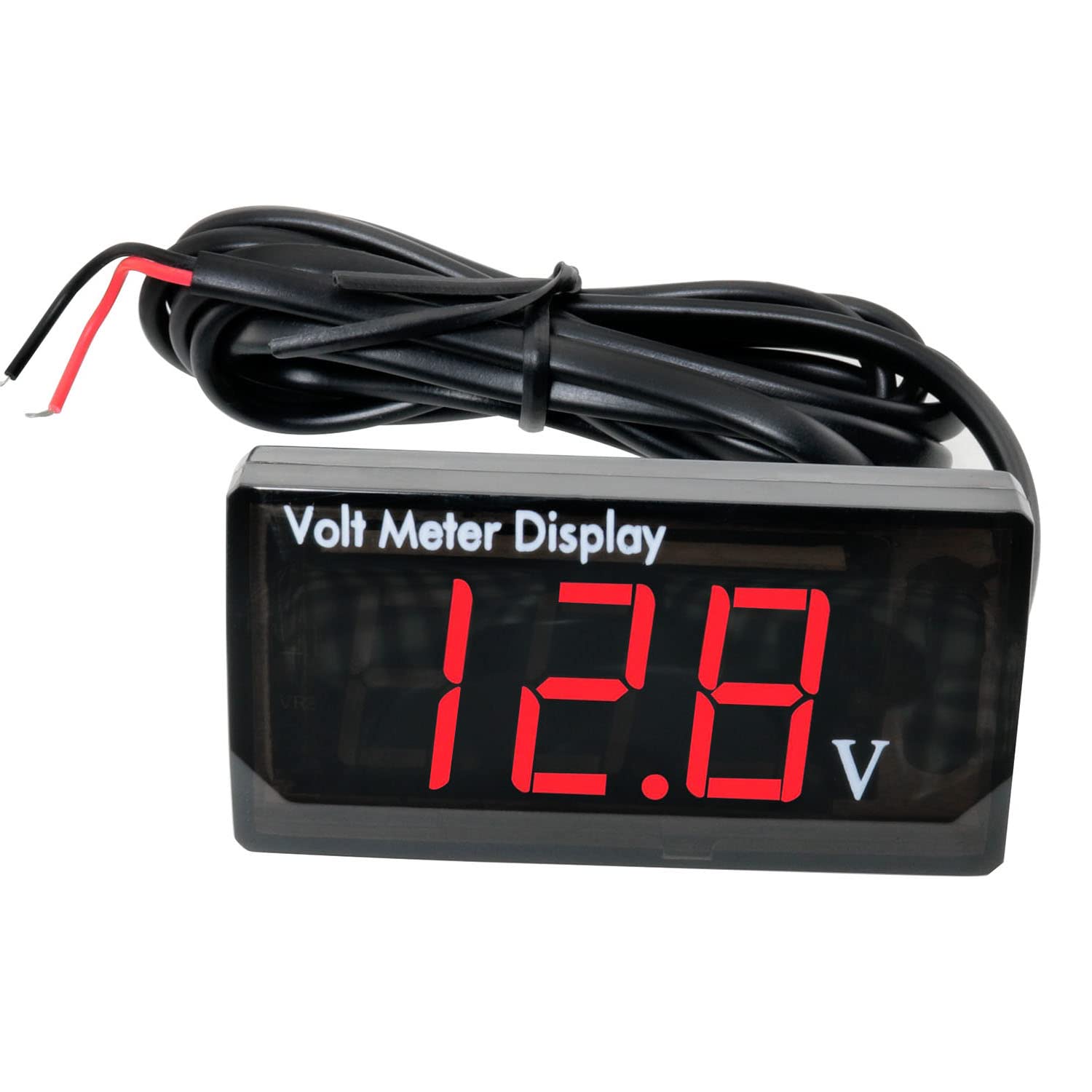 MEETOOT Waterproof LED Voltmeter - Red 12V Car Voltmeter with Digital Display for Car & Motorcycle