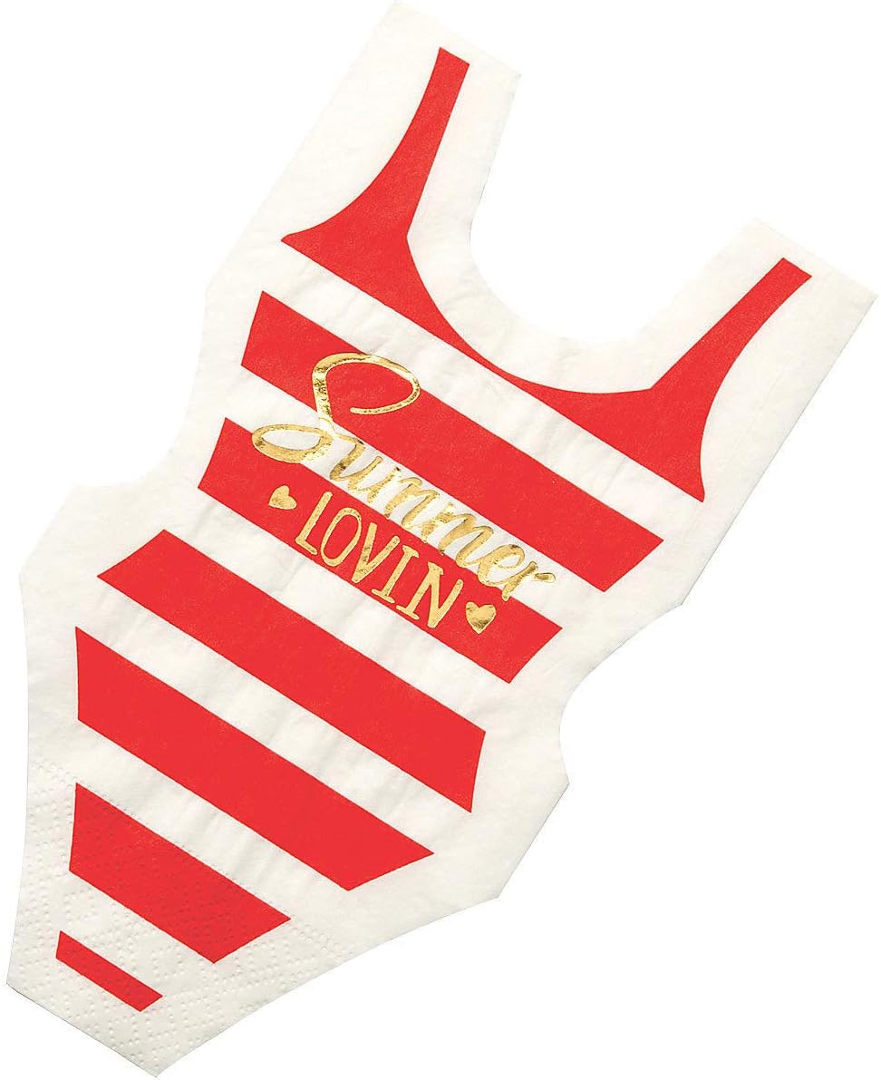 Fun Express Swimsuit Shaped Napkin - Party Supplies - 8 Pieces