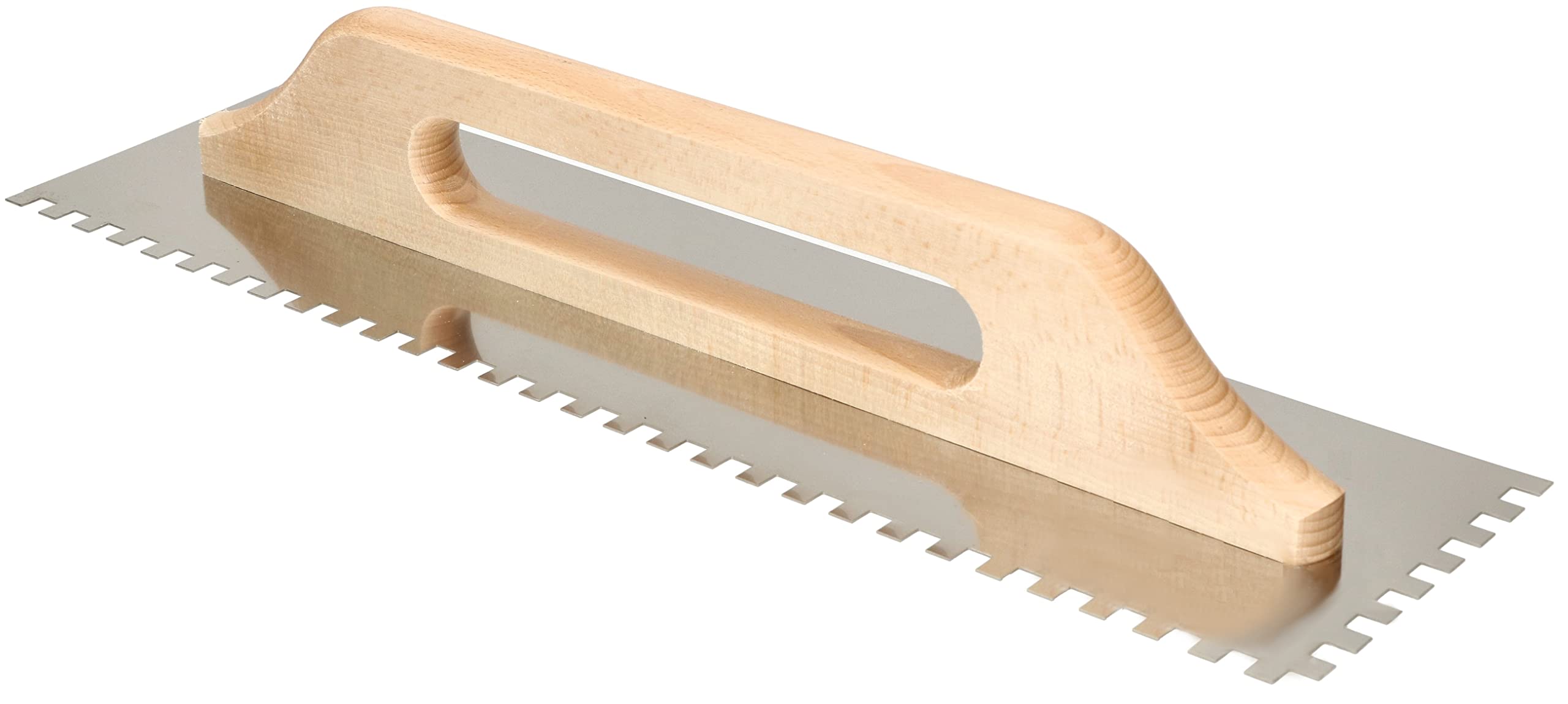 KOTARBAU® Toothed Smoothing Trowel Stainless Steel 480 mm Teeth 8 x 8 mm with Wooden Handle