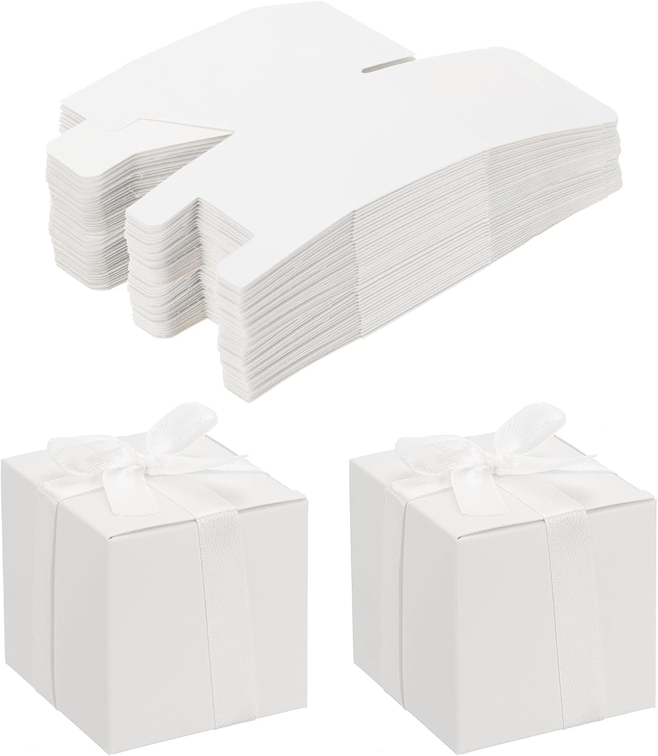 PATIKIL 1.97x1.97x1.97 Inch Favor Boxes, 60 Pcs Candy Party Butterfly Gift Boxes for Wedding Mother's Day Easter Anniversary Christmas Graduation Celebration, White