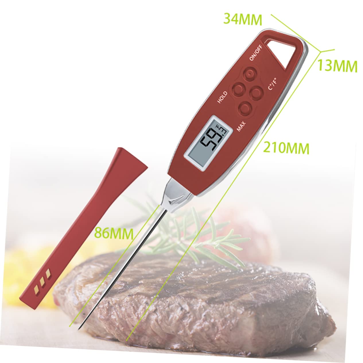 MAGICLULU 2pezzi Termometro Digitale Per Alimenti Misurazione Rapida Per Barbecue Latte e Cibi Caldi Con Sonda Inossidabile Nero
