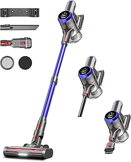 Cordless Vacuum Cleaner, 550W 45kPa 65Mins Vacuum Cleaners for Home with LED Display, Self-Standing Stick Vacuum with Anti-Tangle Brush, Rechargeable Vacuum Cordless for Pet Hair/Carpet/Floor