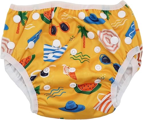 Swimming Nappy - Beach print - Reusable Machine Washable – Large size - fits 5-20kgs
