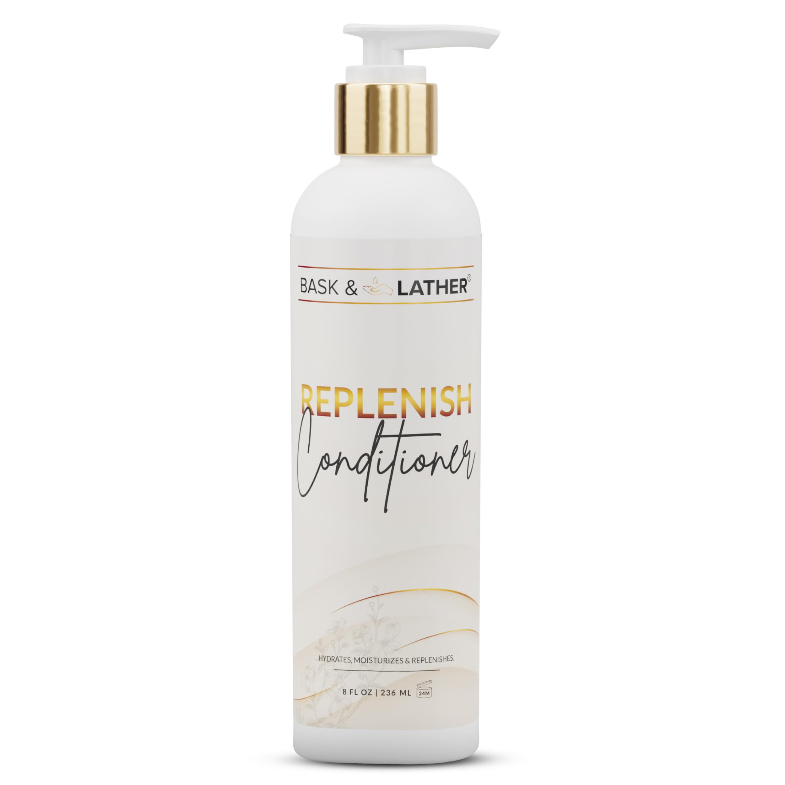 BASK & LATHER Condizionatore Reponitore – Idratazione Profonda, Formula Naturale Per Elasticità E Districazione, Senza Silicone, Senza Parabeni, Sicuro Per Capelli Tinti, 237 ML (8 Oz)
