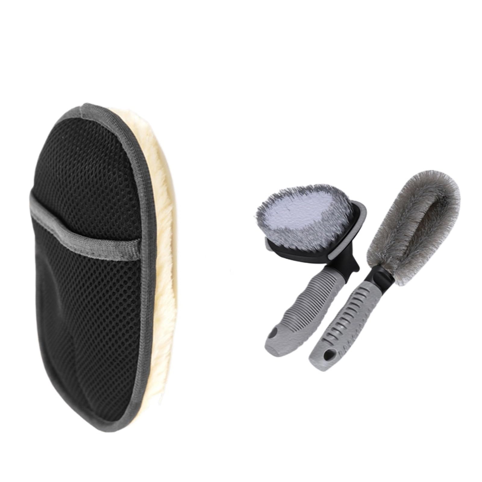 Car Styling Weiche Autowaschhandschuhe Für die Autoreinigung | Reinigungsbürste, Motorradwaschanlage, Pflegeprodukte, Plüsch-Autowaschhandschuhe(Gloves X Tire brush)