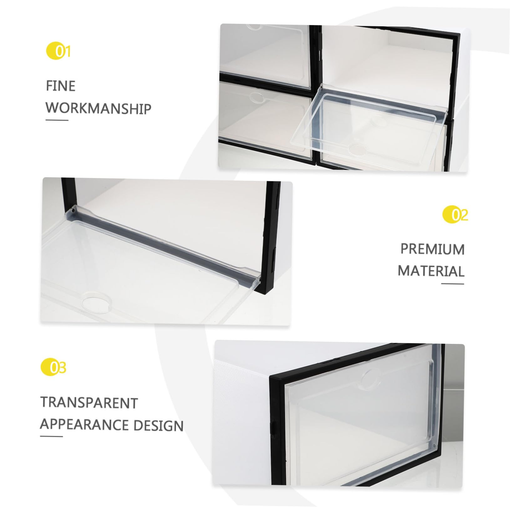VALICLUD Cajas de Almacenamiento Transparentes Paquete de 4 Unidades Apilables Diseño de Apertura Conveniente para Zapatos de Plástico Blanco Hogar