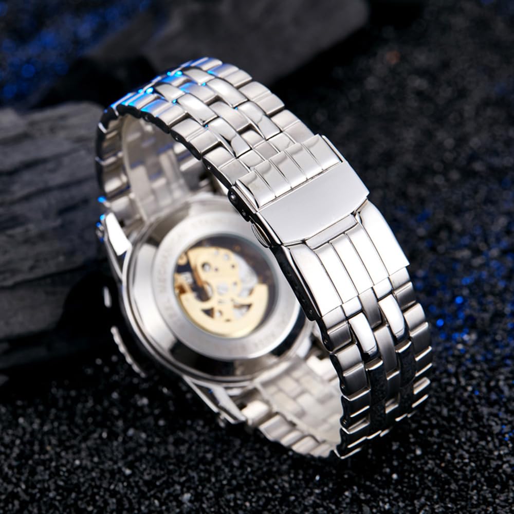 Reloj De Pulsera Mecánico Hombre, Reloj Automático, Esfera Esqueletizada, Reloj Automático De Moda, Correa De Acero Inoxidable, Lujosos Relojes De Hombre con Tourbillon Esqueletizado