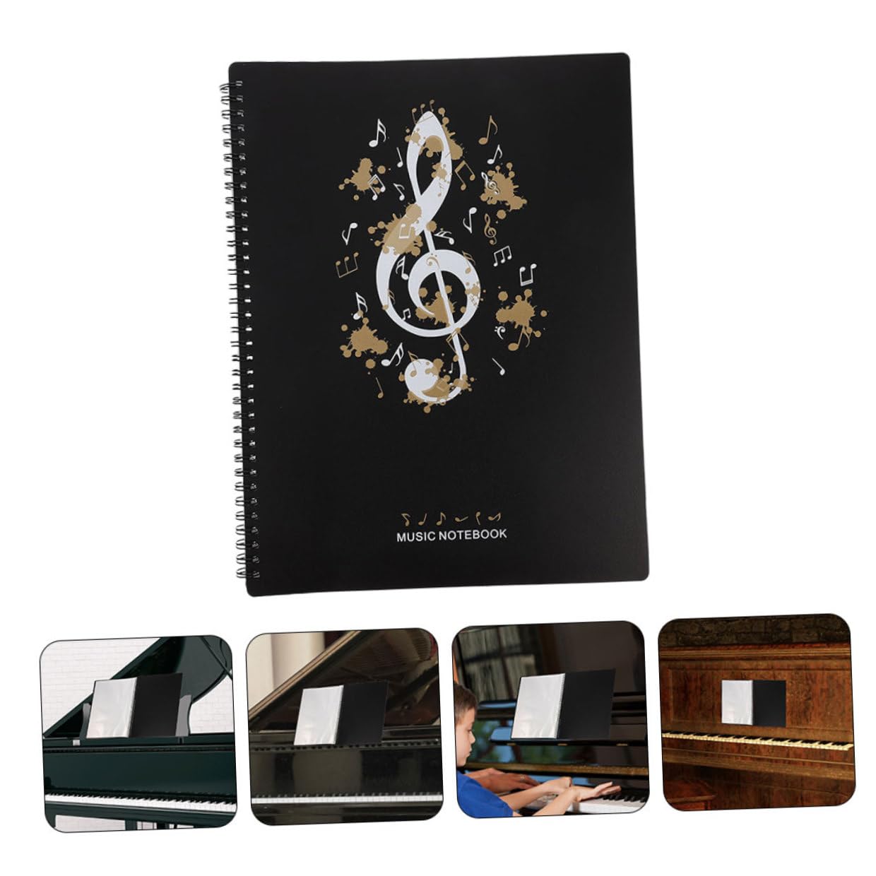2 Stück Notenmappe mit Transparenten Einsteckseiten Langlebiger Musikordner für Klavier und Orchester Großer Kapazität Schützender Ordner für Musiknoten und Dokumente