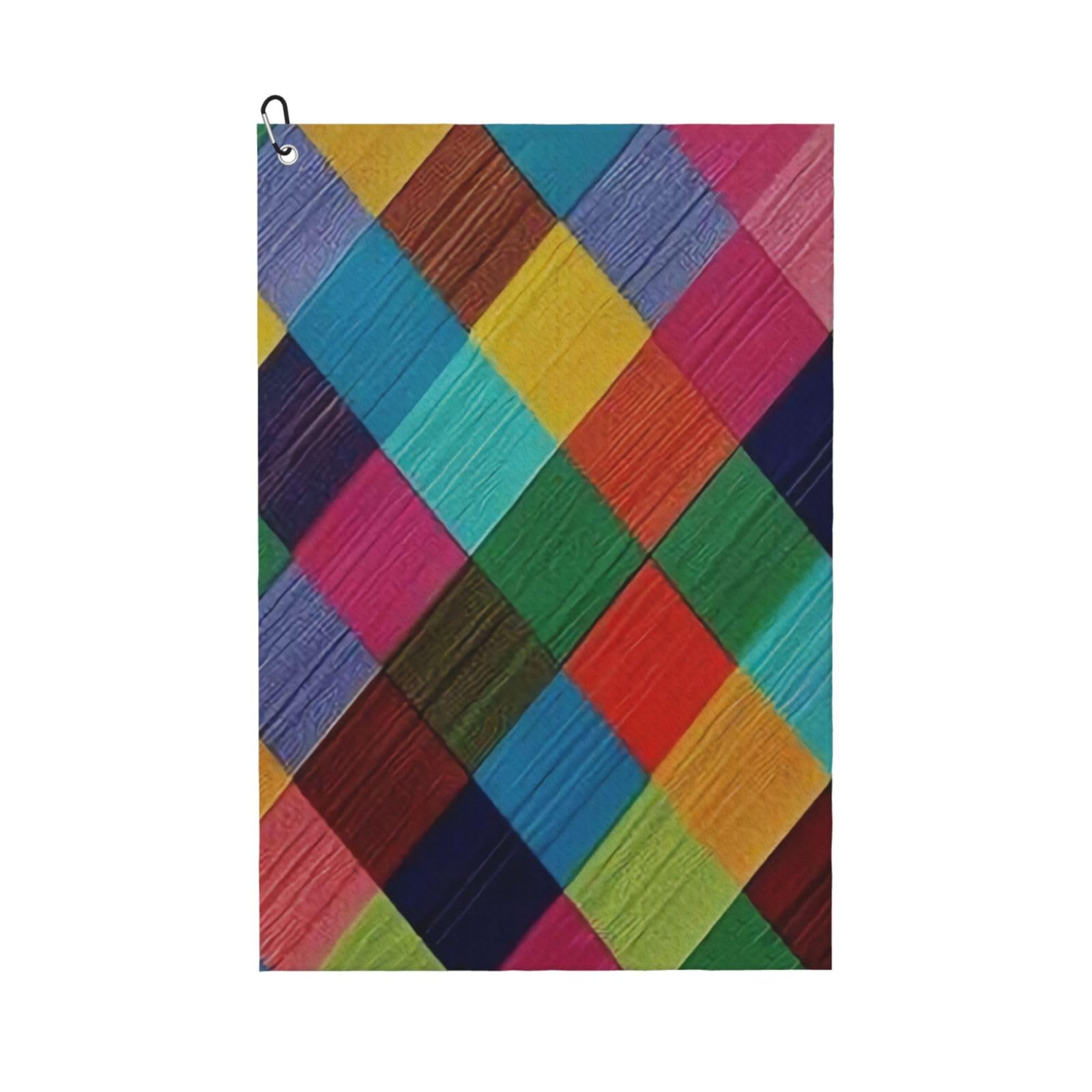 Hnnkloy Colorful Plaid Flannel, 16x24 in Portable Waffle Golf Towels with Carabiner Clip for Golf Bag