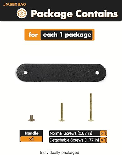 Miniatura 6 de JIASENBAO Tiradores de cuero negro para cajones, paquete de 6 manijas de cuero para gabinetes de cocina, cajones de baño, aparadores de muebles