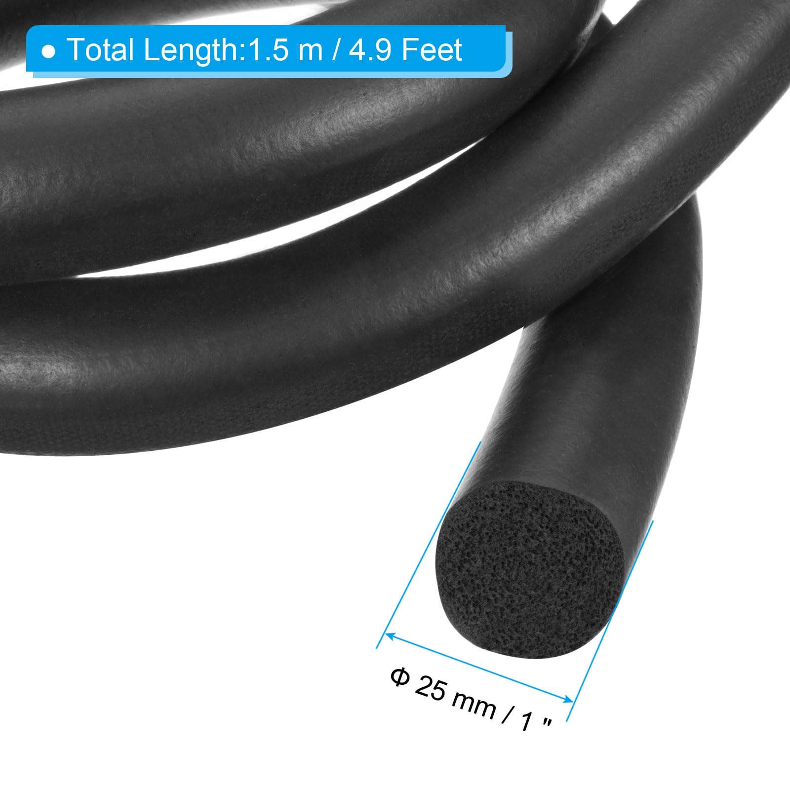 PATIKIL 25mm x 1.5m Backer Rod, Foam Rope Caulk Crack Joint Filler Roll Seal Weather Strip for Home Construction Black - Image 2