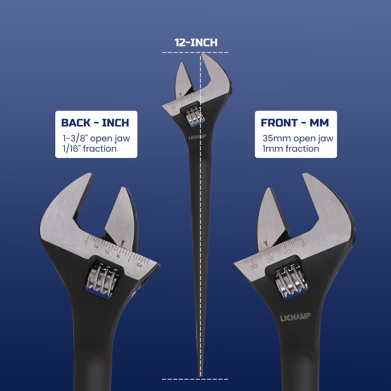 Lichamp 12" Adjustable Spud Wrench - Heavy Duty -5